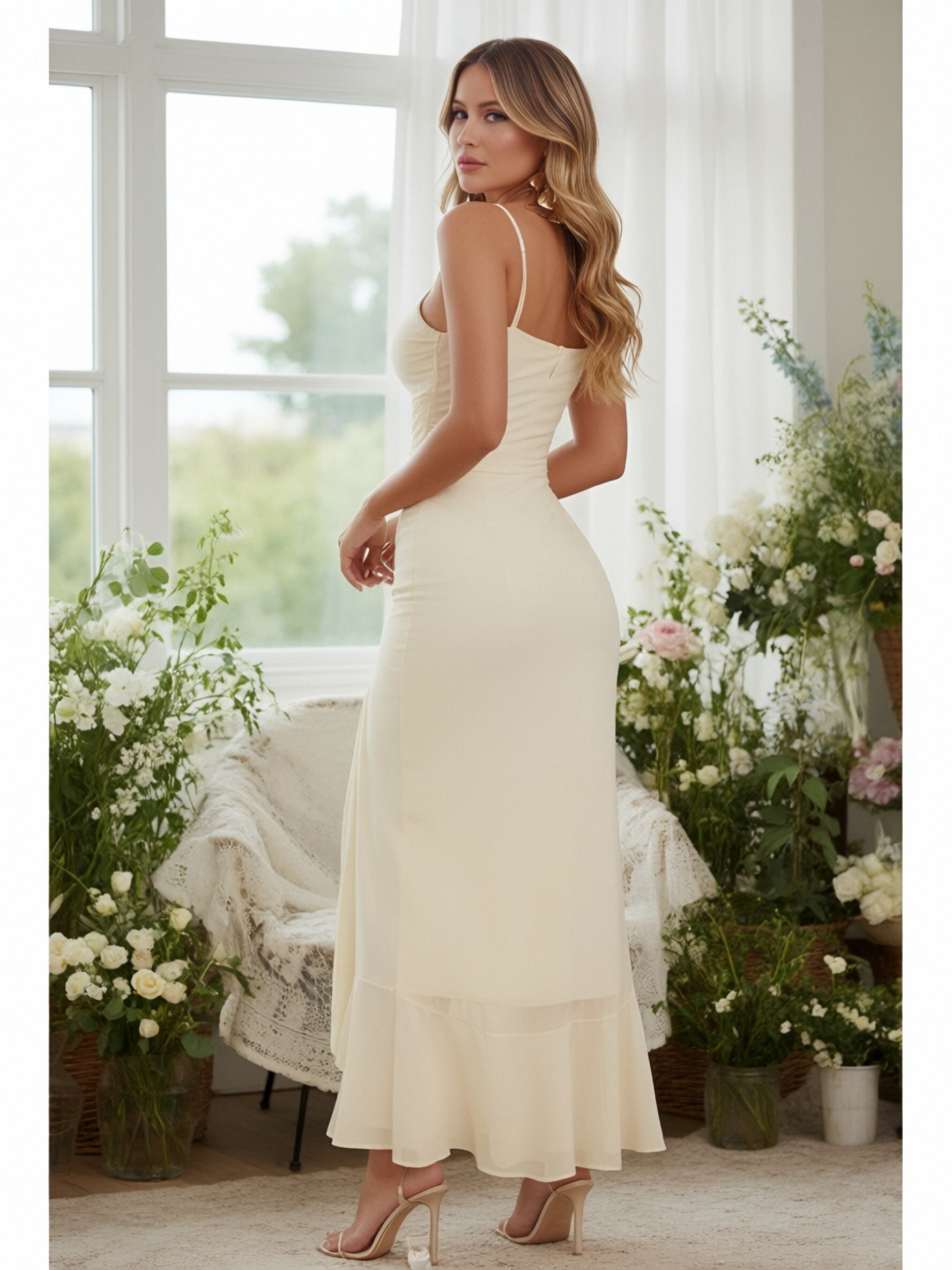 Chiffon Off Shoulder Evening Dresses with Slit