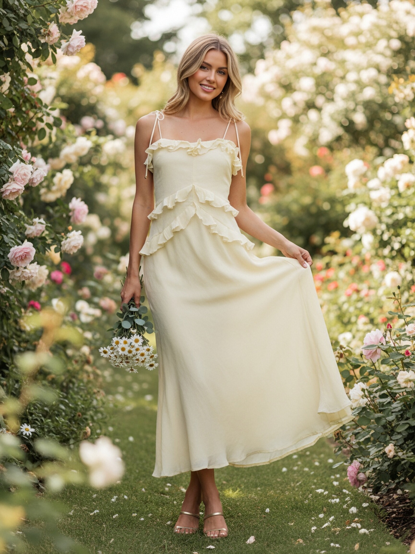 Chiffon Spaghetti Straps Evening Dresses with Ruffles