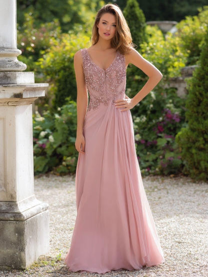 Chiffon Jacquard Spaghetti Straps Evening Dresses for Formal Party