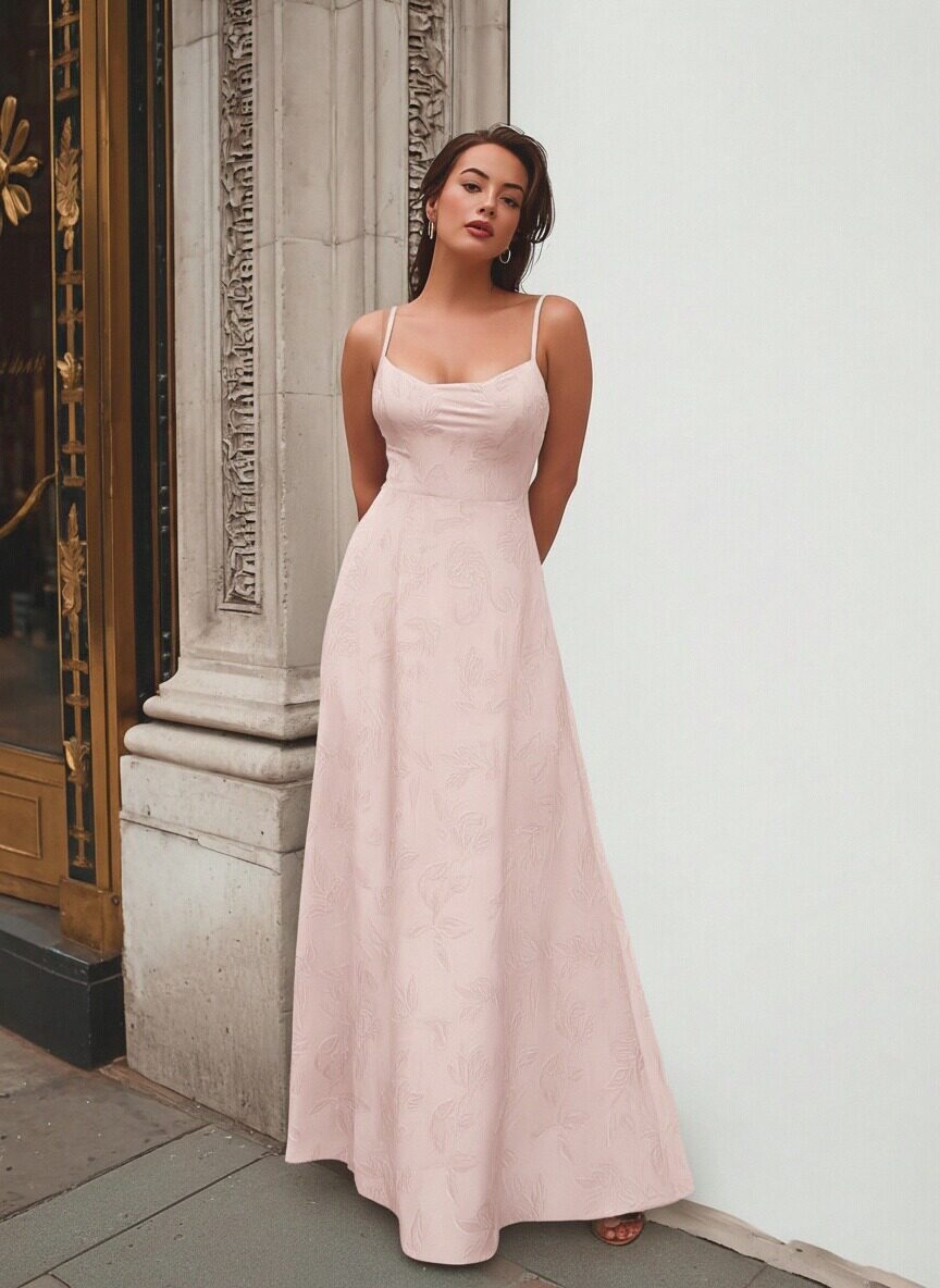 Chiffon Jacquard Spaghetti Straps Evening Dresses for Formal Party