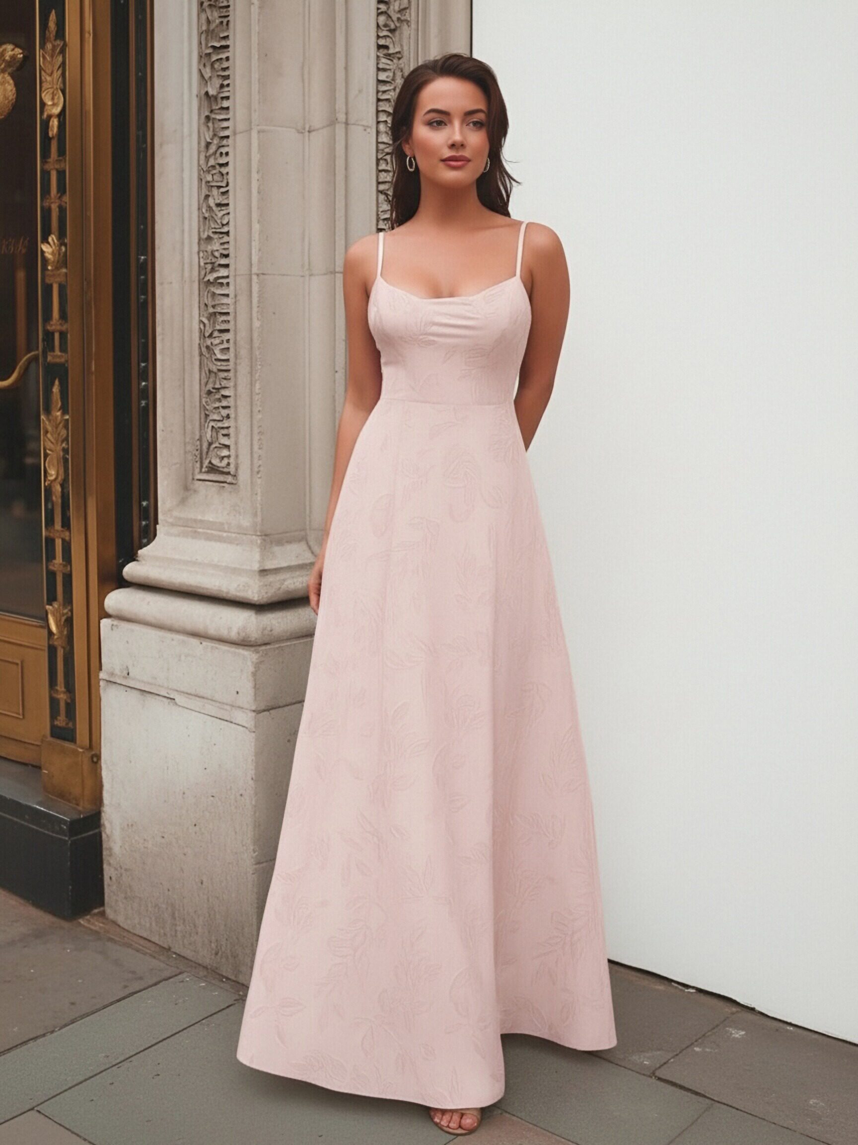 Chiffon Jacquard Spaghetti Straps Evening Dresses for Formal Party