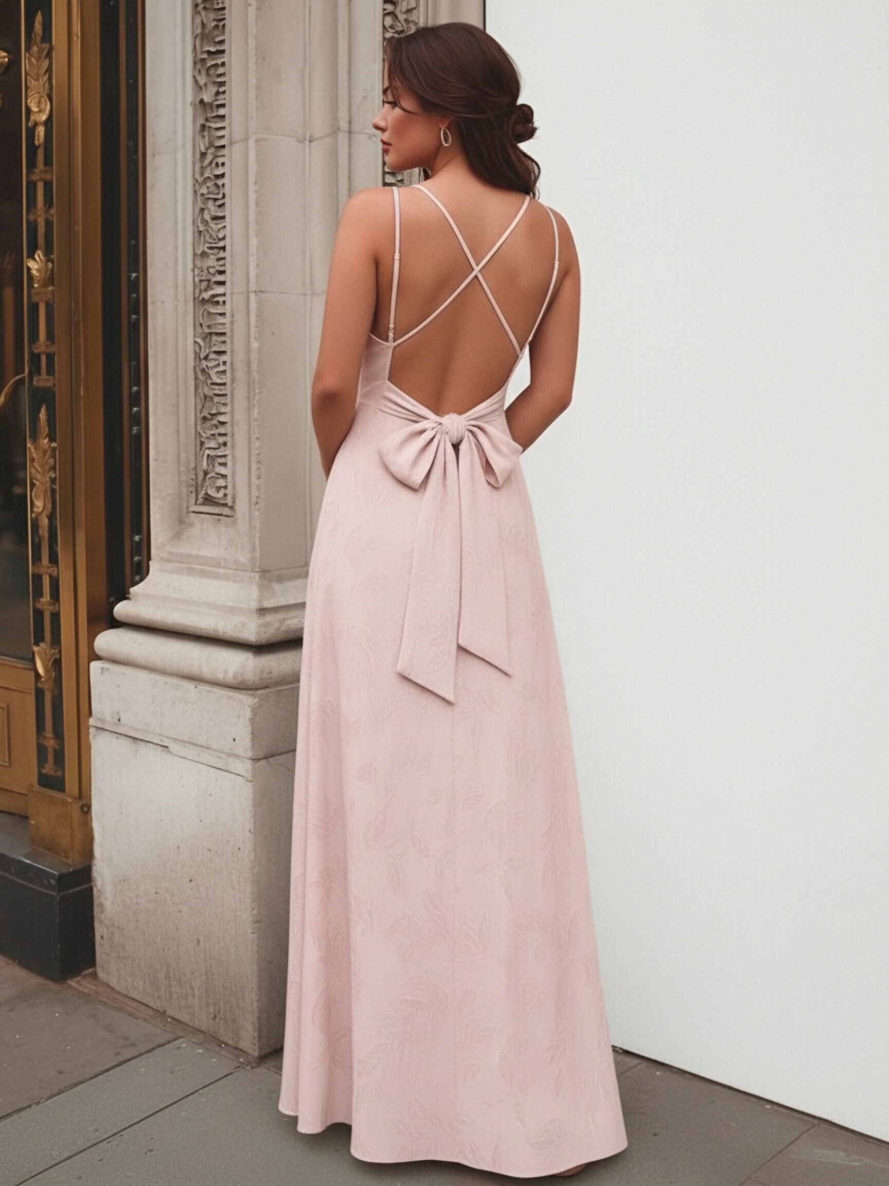 Chiffon Jacquard Spaghetti Straps Evening Dresses for Formal Party