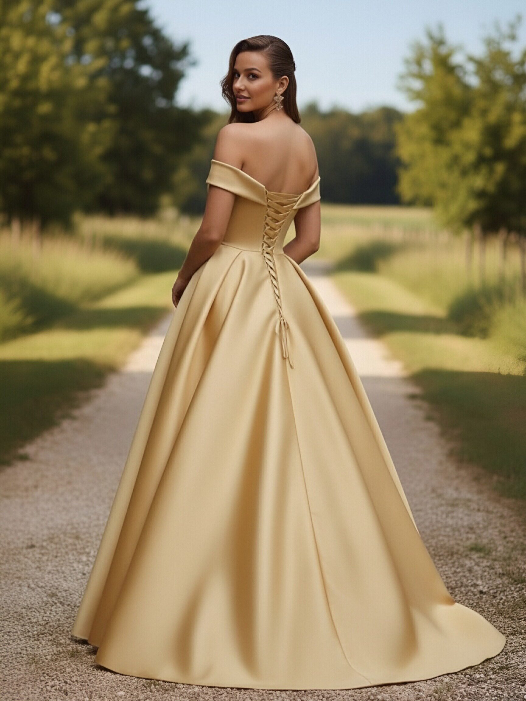 Satin Off Shoulder Evening Dresses for Formal Party
