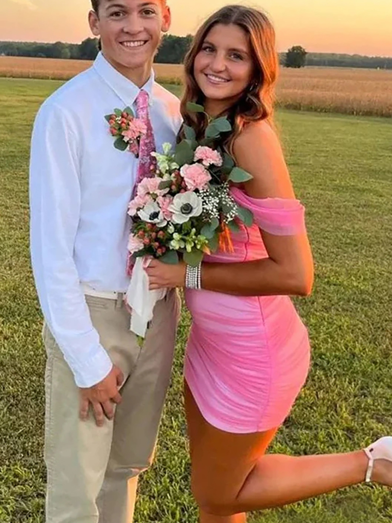 Off Shoulder Corset Satin Bodycon Homecoming Dresses