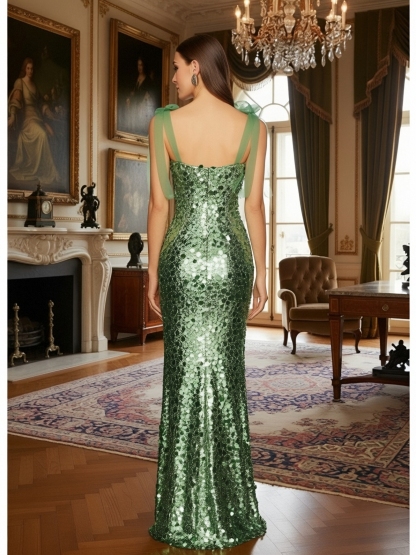 Sparkly Sequin Evening Dresses Bodycon Maxi Prom Gown