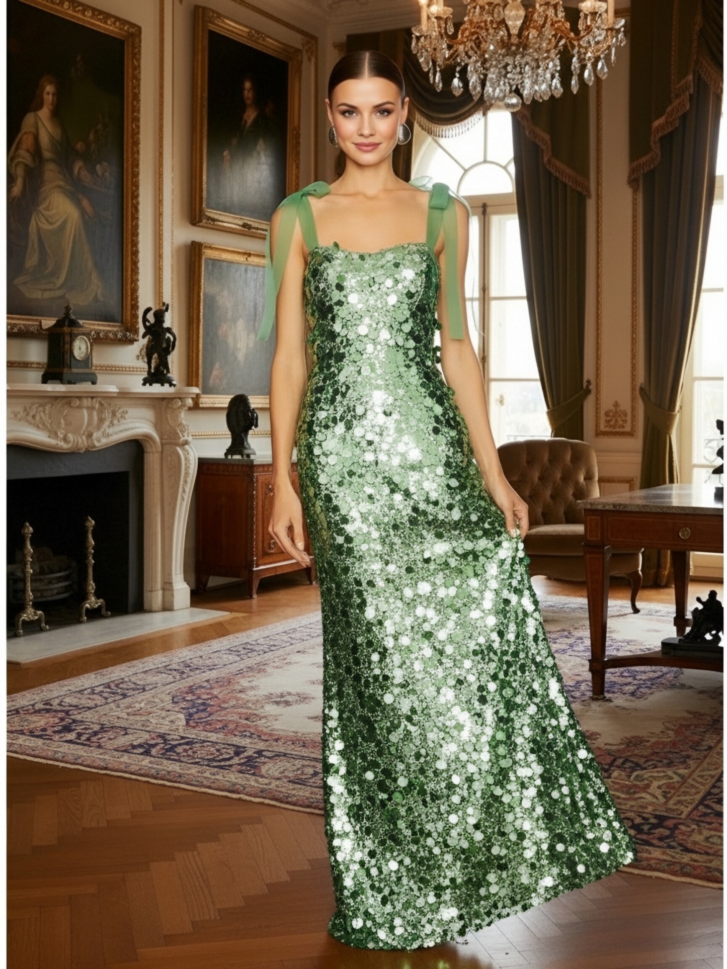 Sparkly Sequin Evening Dresses Bodycon Maxi Prom Gown