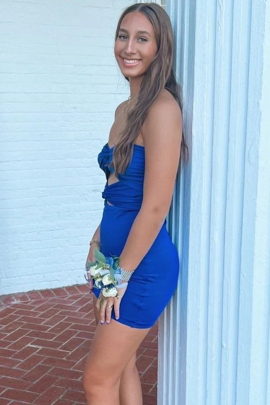 Strapless Corset Satin Bodycon Cut Out Homecoming Dresses