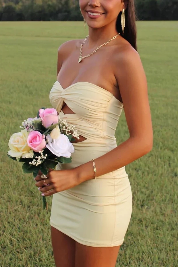 Strapless Corset Satin Bodycon Cut Out Homecoming Dresses