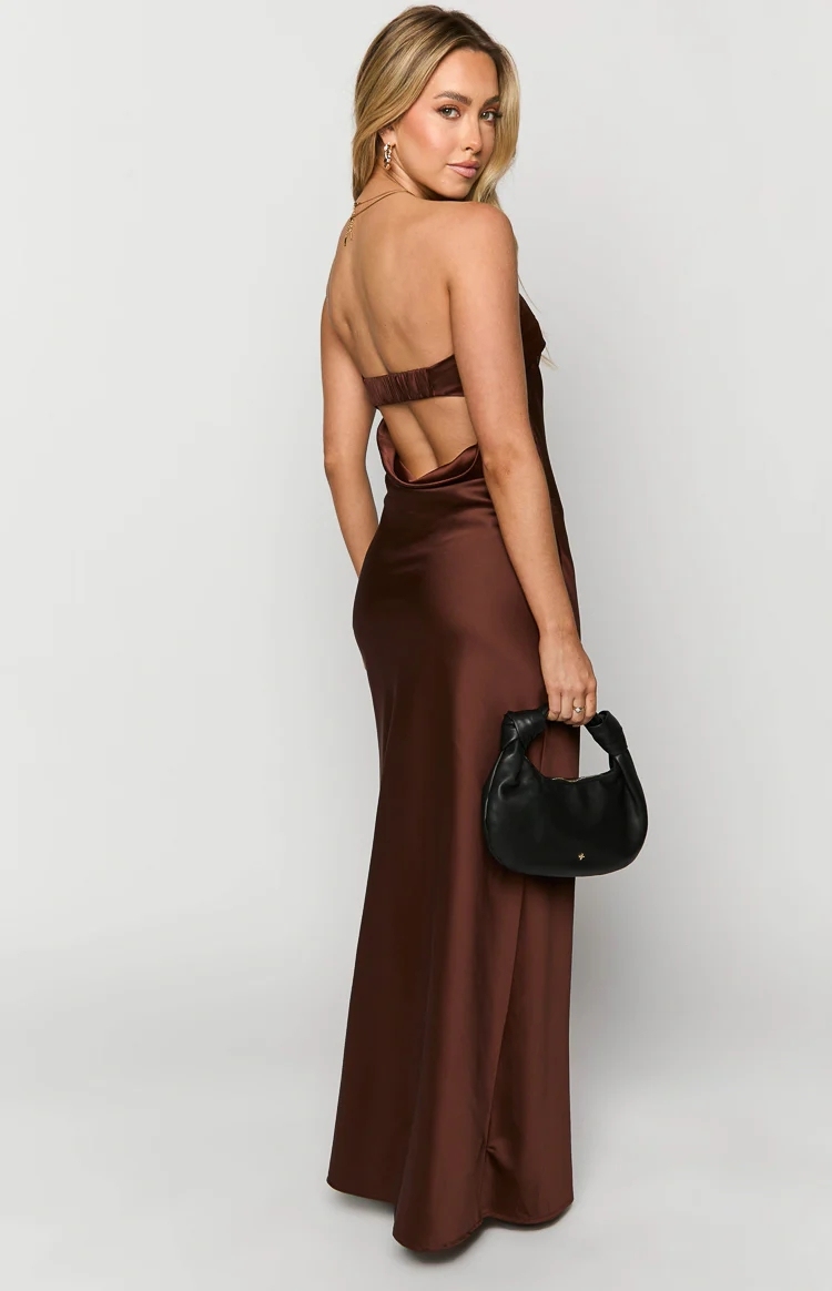 Silky Strapless Satin Maxi Dresses Party Formal Wear