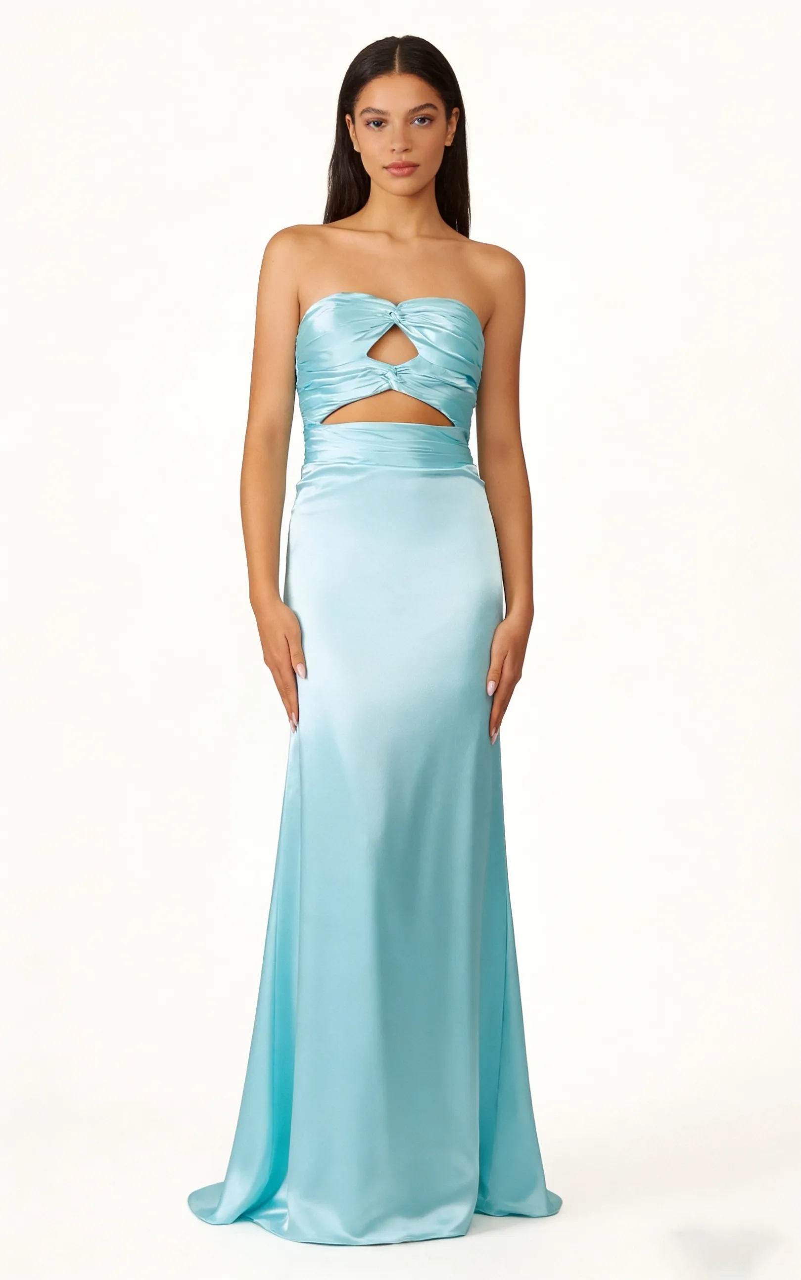 Strapless Mermaid Satin Long Prom Dresses