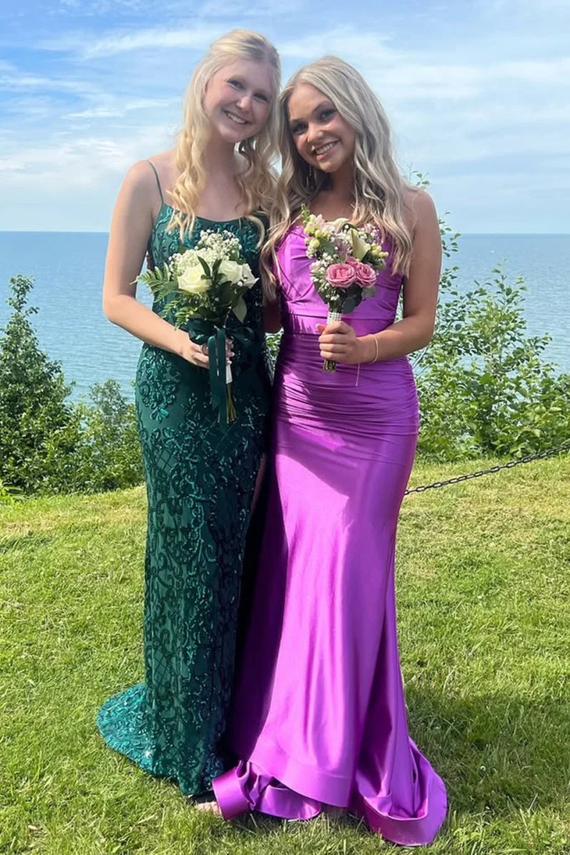 Mermaid V Neck Formal Maxi Dress with Lace Up Back