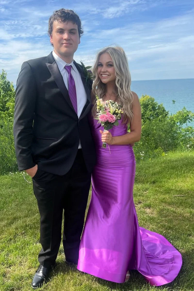 Mermaid V Neck Formal Maxi Dress with Lace Up Back