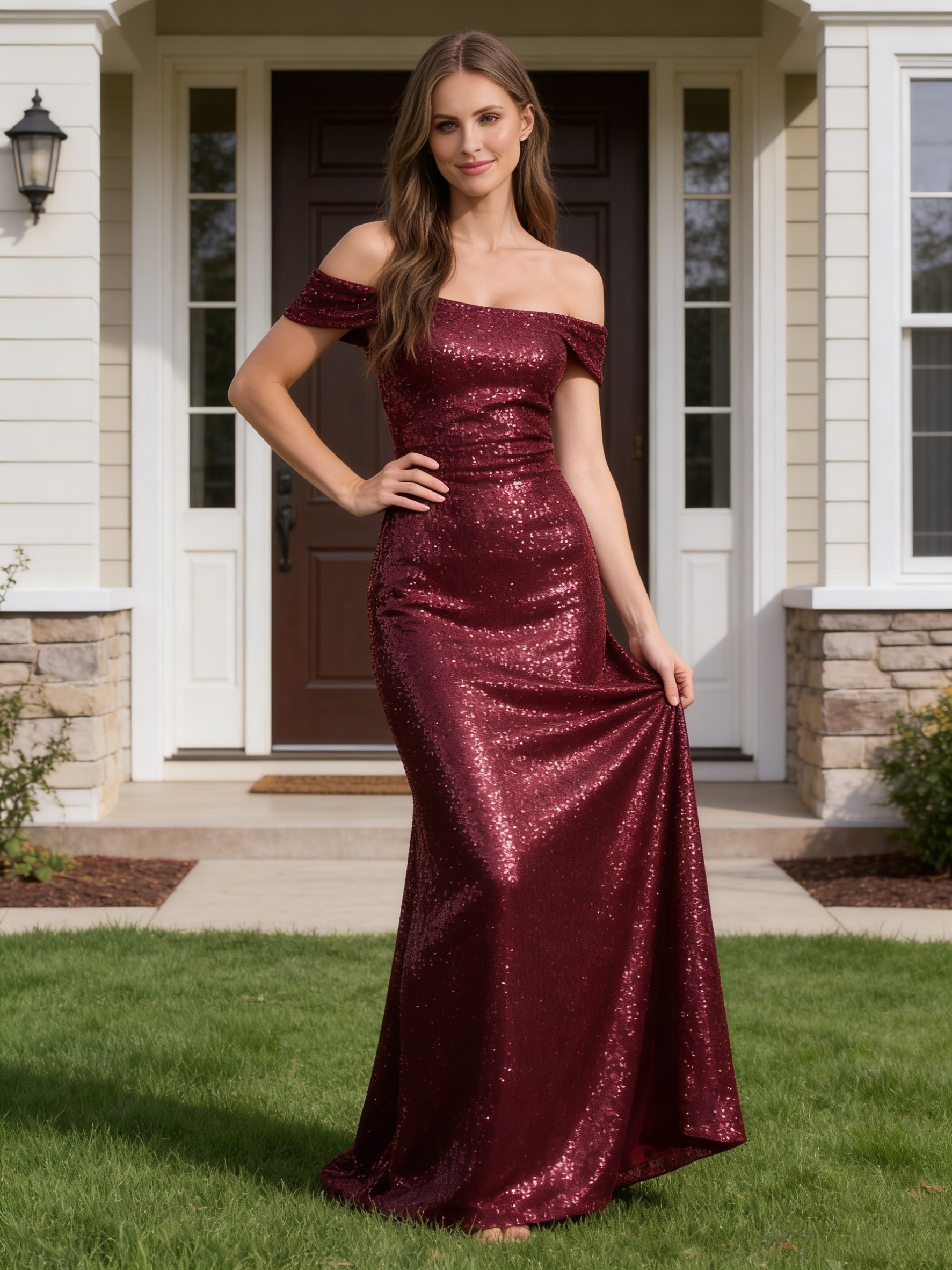 Elegant Sequin Off Shoulder Mermaid Formal Dresses