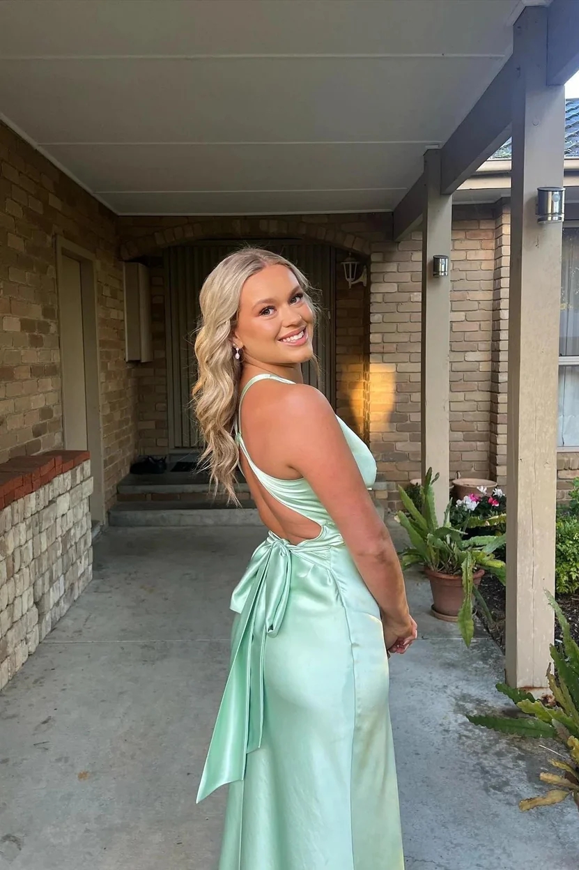 Pleated Satin V Neck Prom Evening Party Dresses