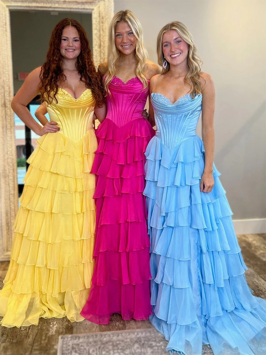 Chiffon Prom Dresses with Slit for Evening Party