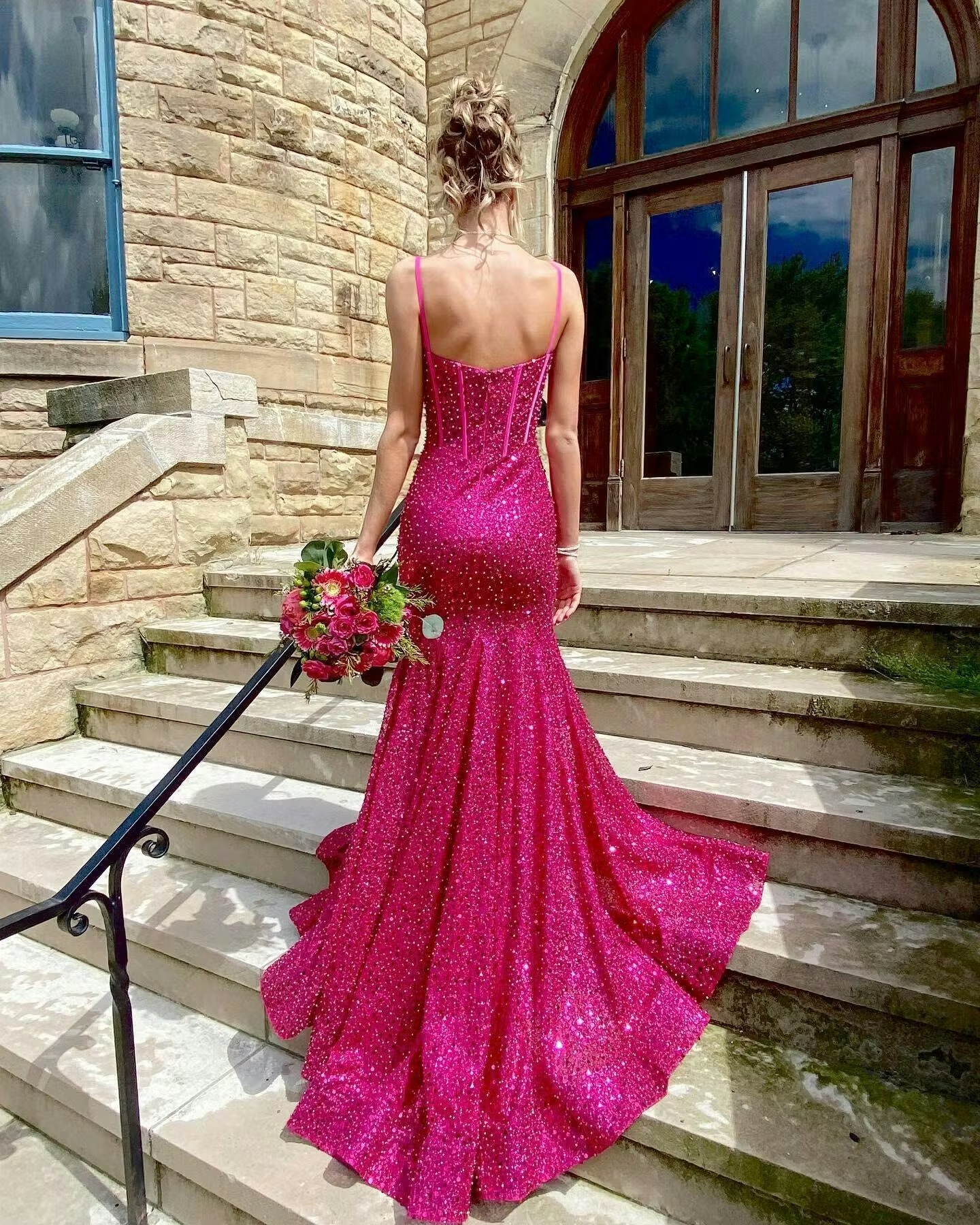 Sequin Prom Dresses with Train