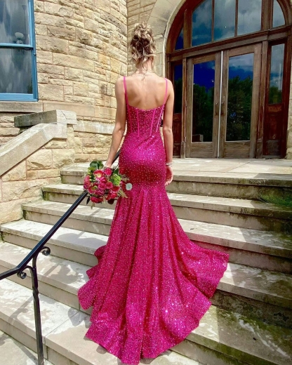 Sequin Prom Dresses with Train