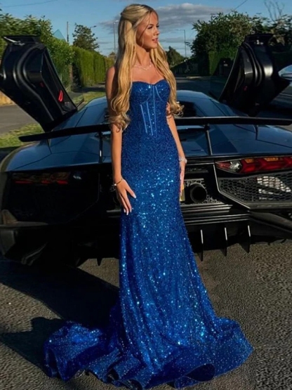 Sequin Prom Dresses with Train