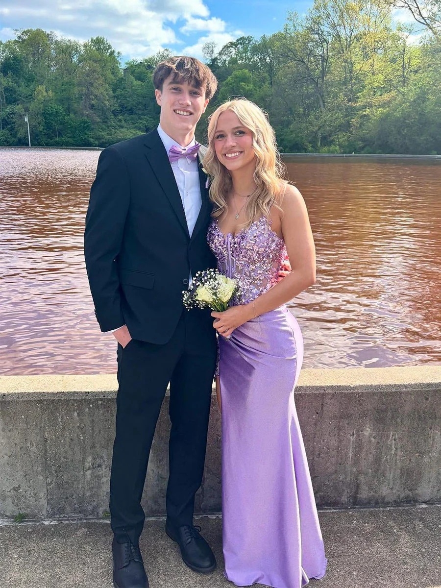 Lace Sequin Prom Dresses with Slit for Evening Party