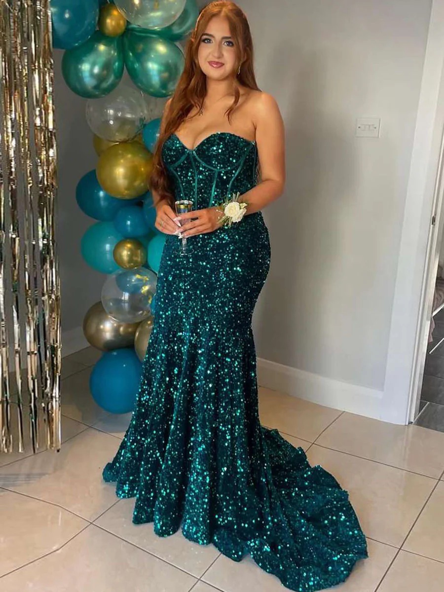 Mermaid Sequin Sweetheart Prom Dresses