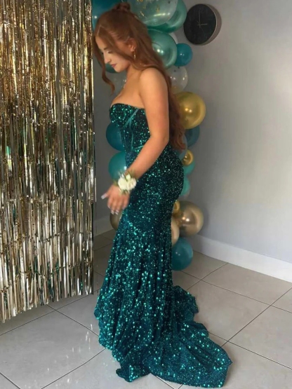 Mermaid Sequin Sweetheart Prom Dresses
