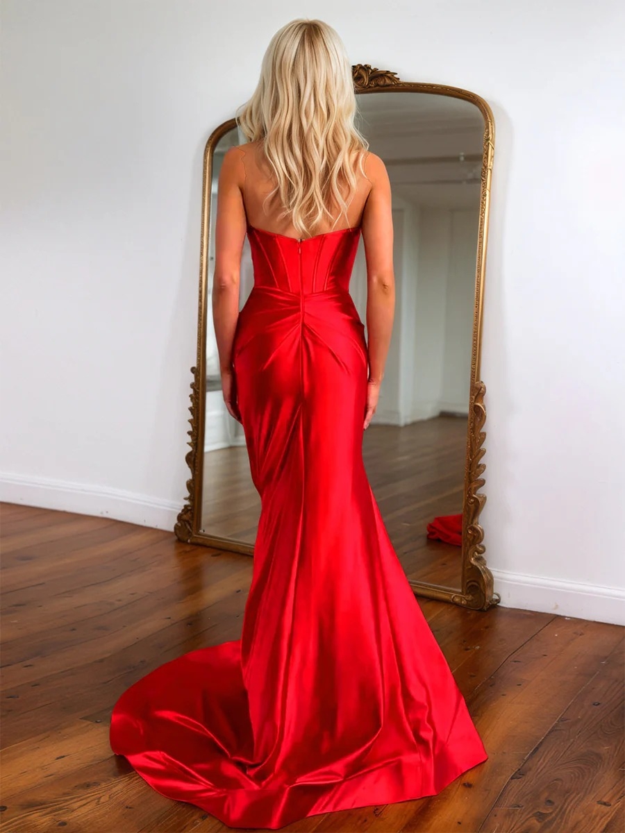 Bodycon Satin Cut Out Prom Dresses with Slit