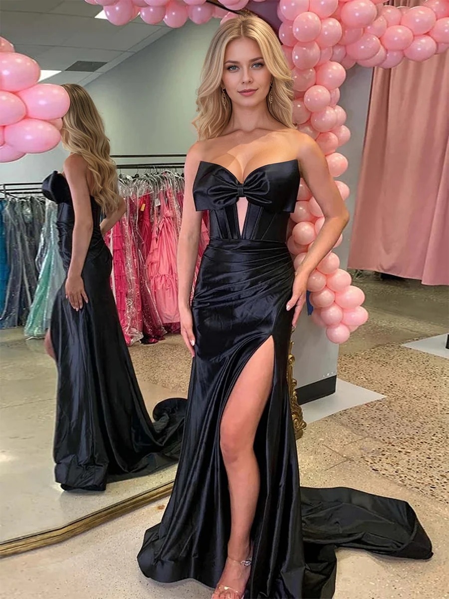 Bodycon Satin Cut Out Prom Dresses with Slit