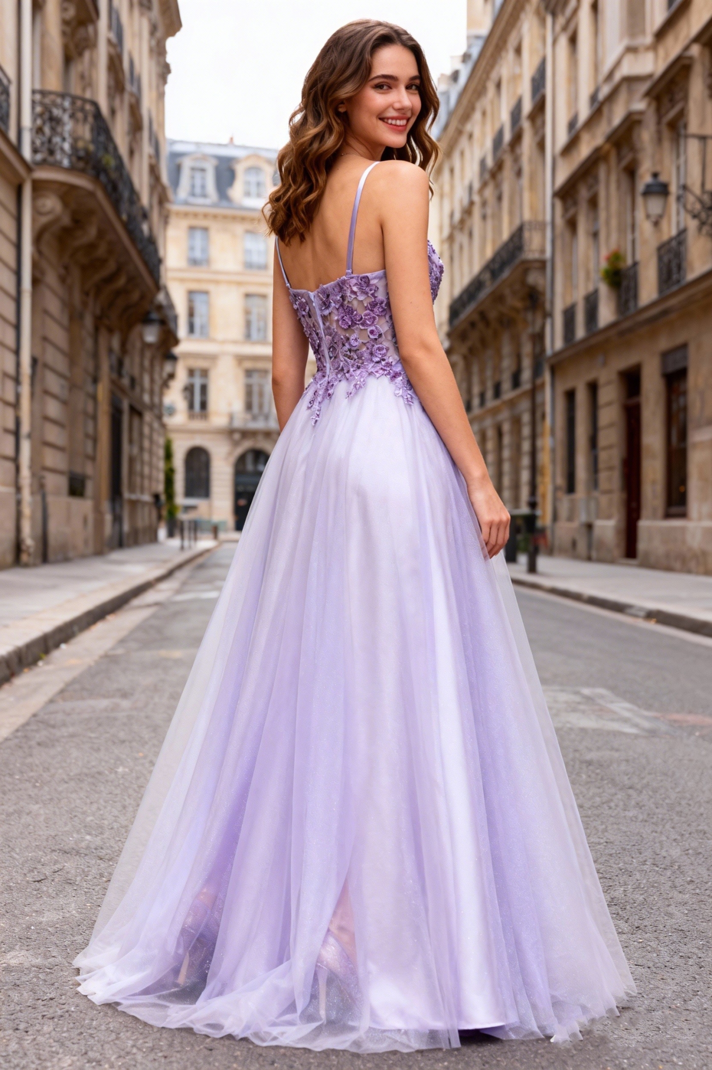 A Line Tulle Embroideried Prom Party Dresses