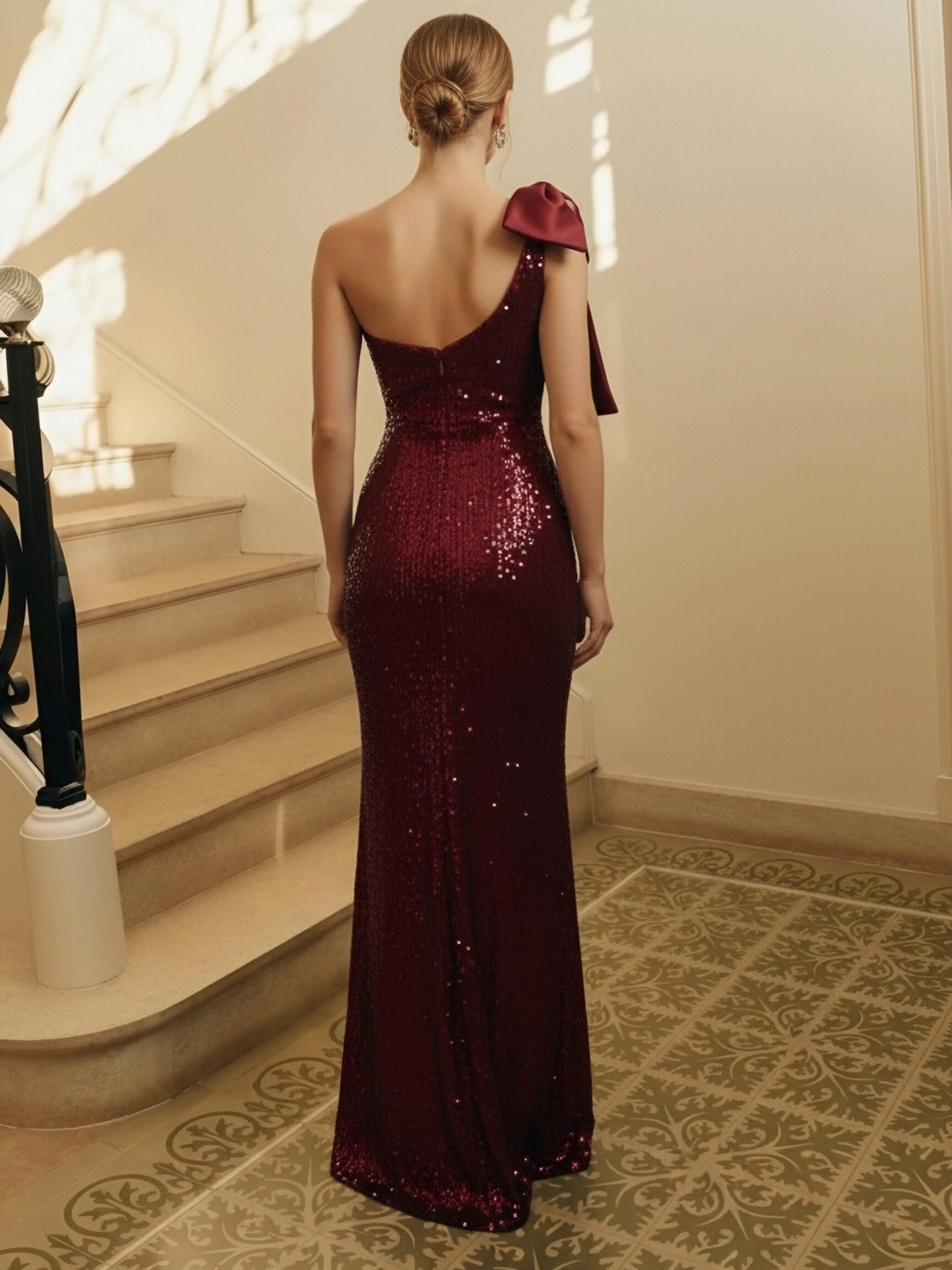 Sequin One Shoulder Mermaid Prom Dresses with Slit