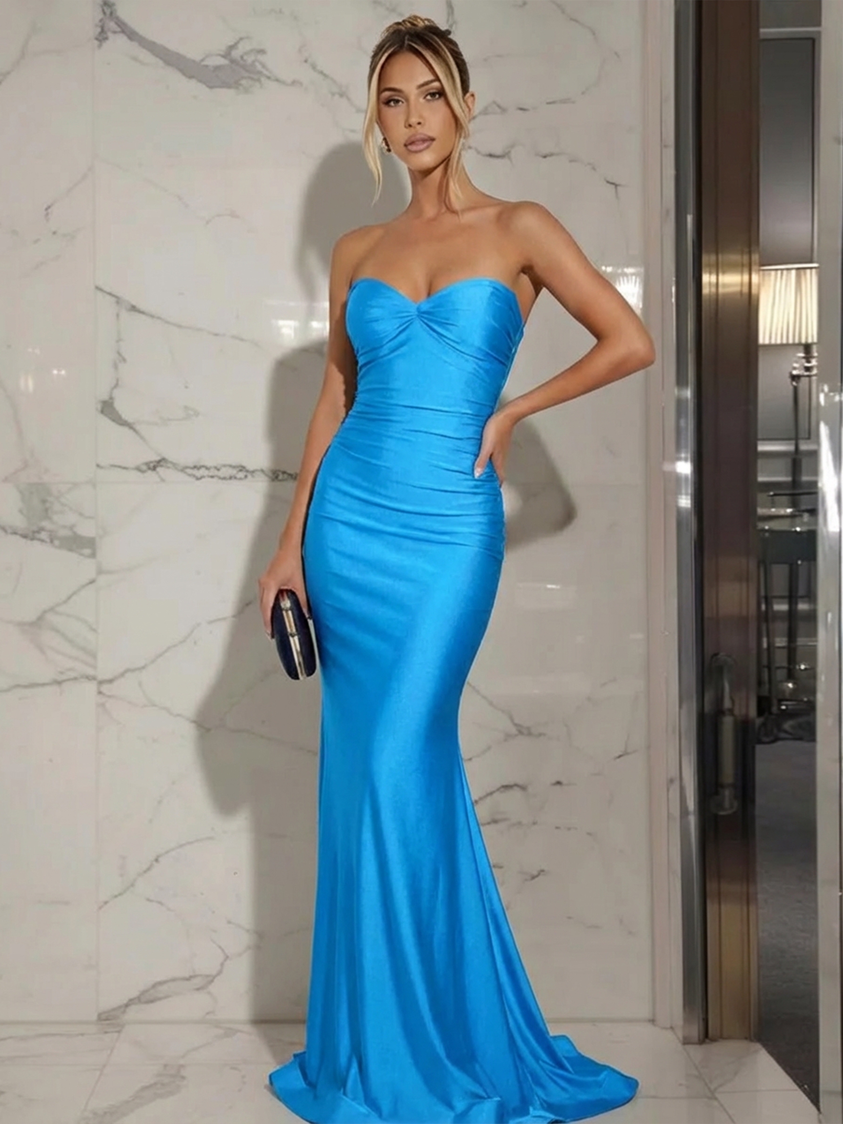 Satin Sweetheart Mermaid Prom Dresses with Slit