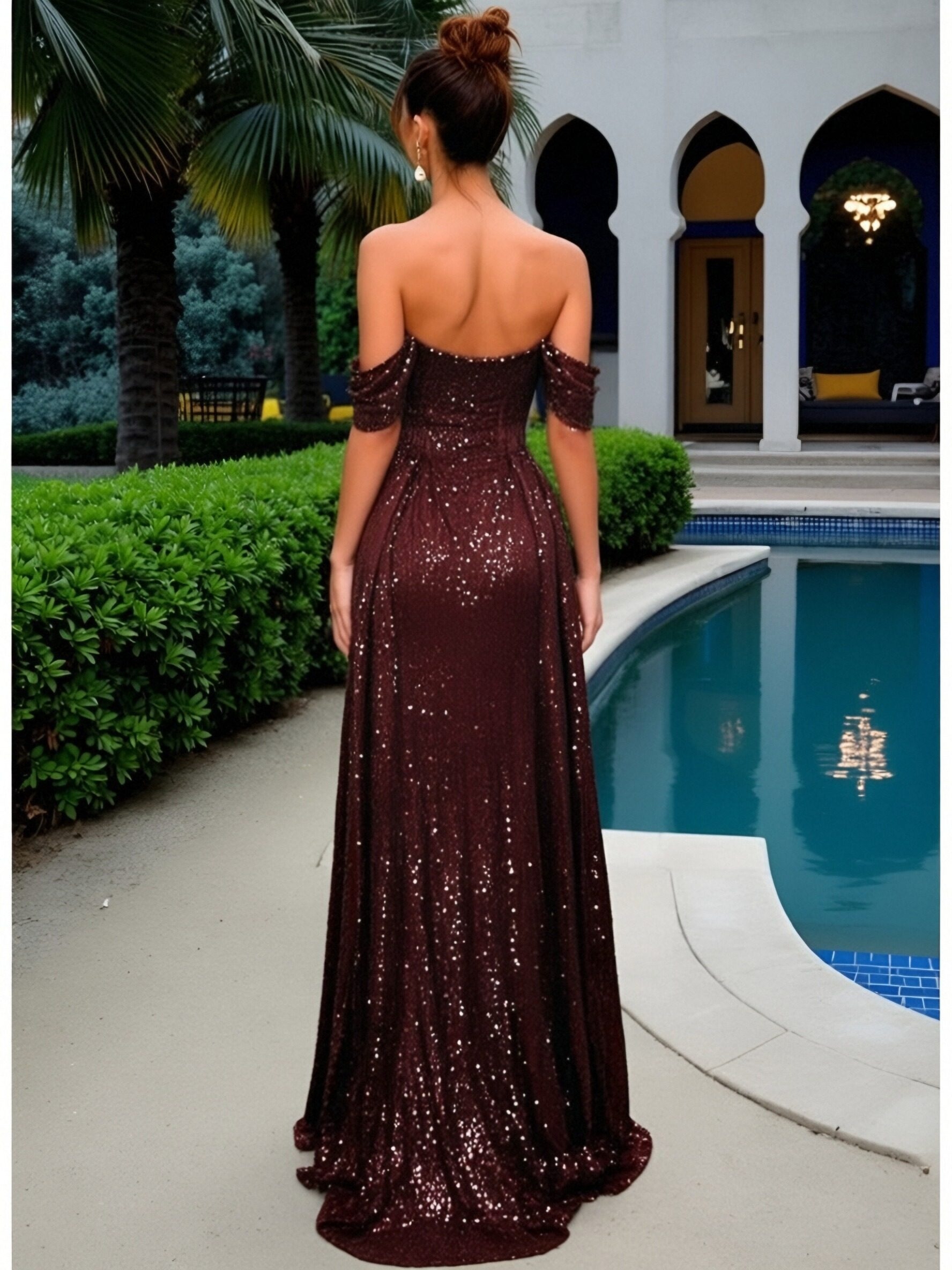 Sequin Strapless Mermaid Prom Dresses with Slit