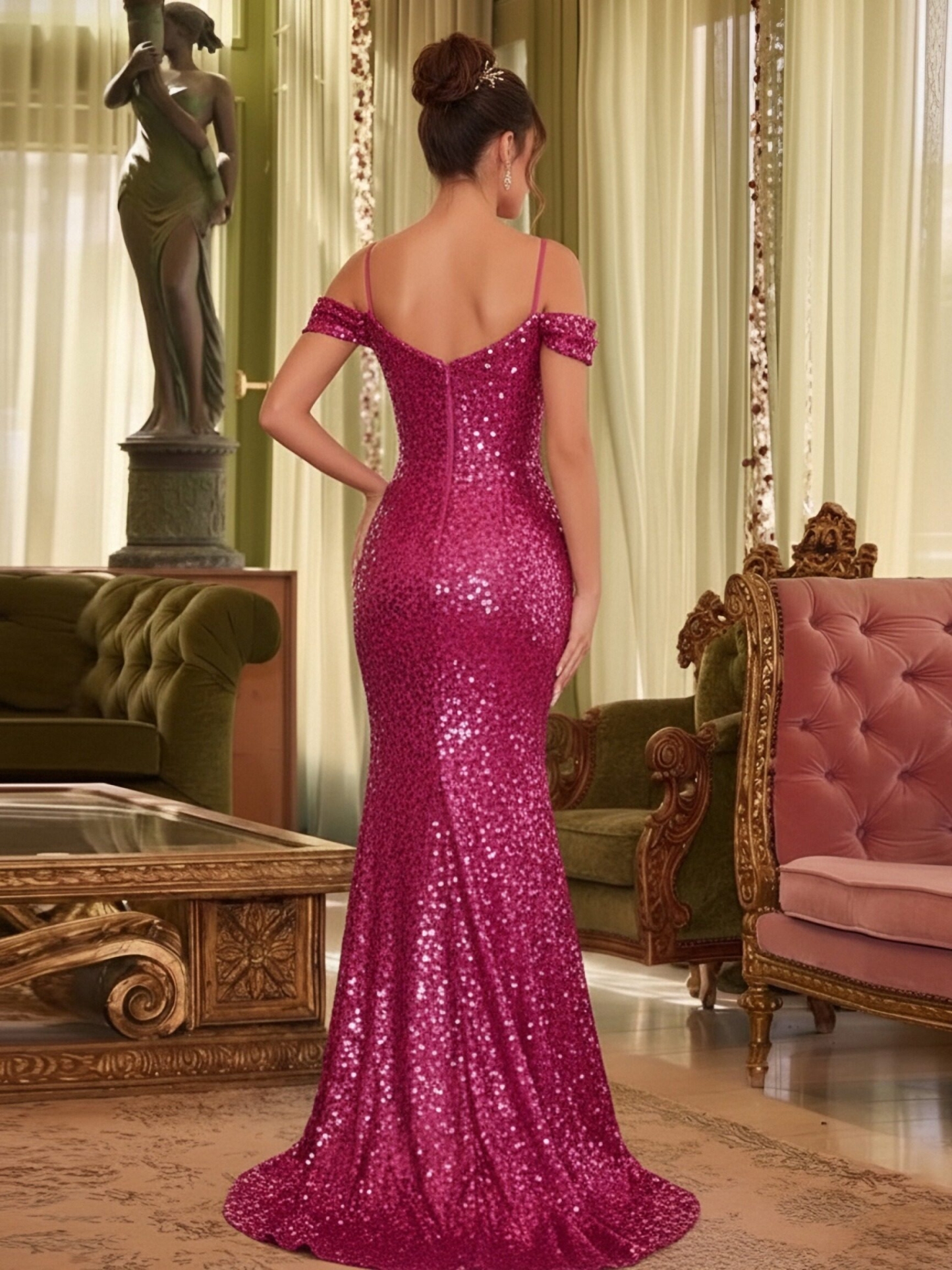 Sequin Off Shoulder Mermaid Prom Dresses