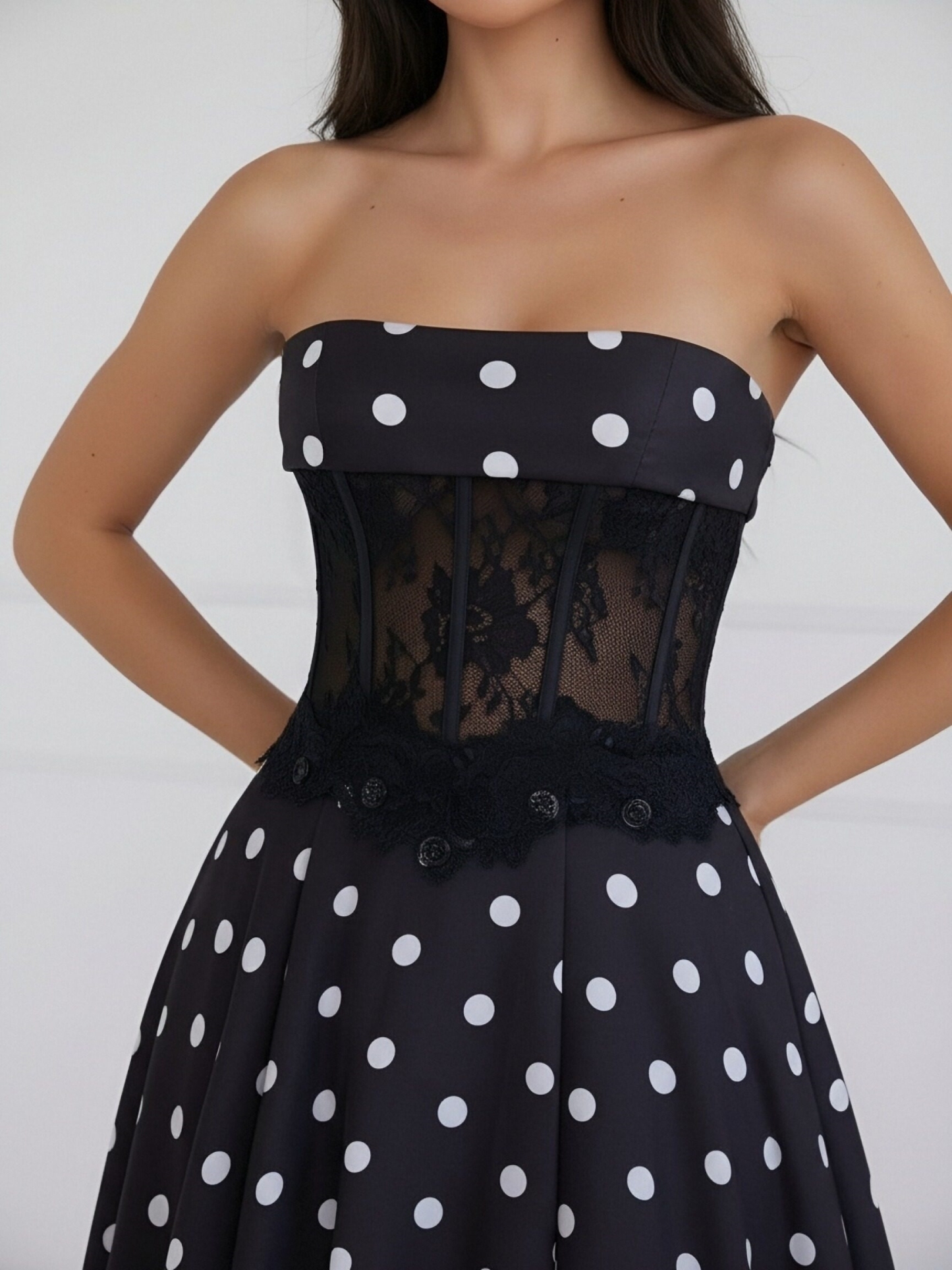 Chiffon Strapless A Line Prom Dresses with Slit