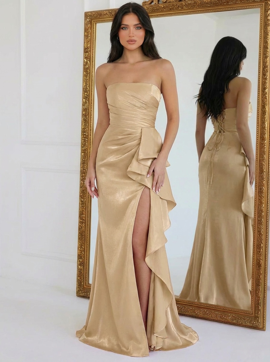 Satin Strapless Mermaid Prom Dresses