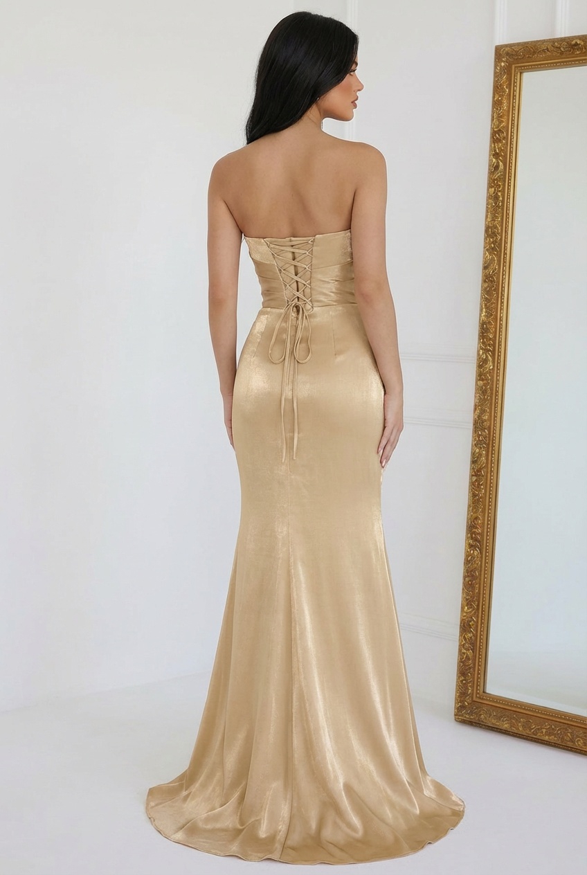 Satin Strapless Mermaid Prom Dresses