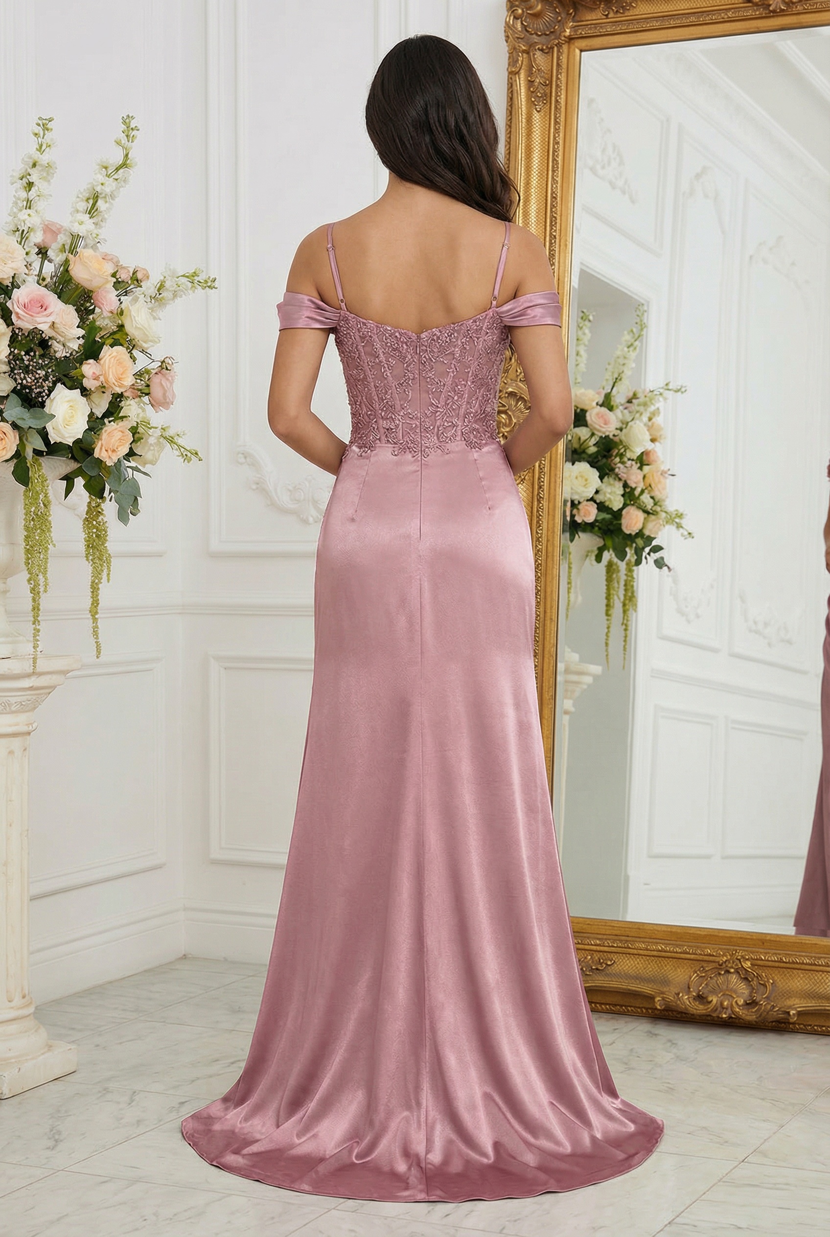 Satin Off Shoulder Mermaid Prom Dresses