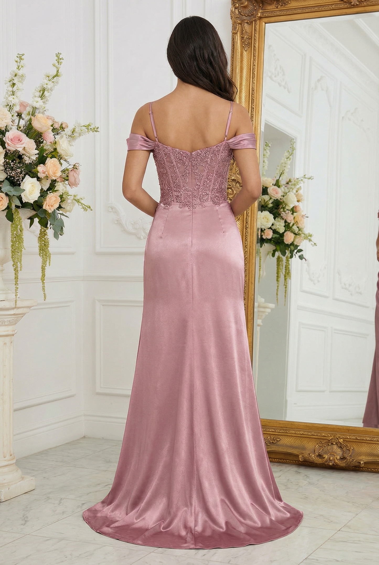 Satin Off Shoulder Mermaid Prom Dresses