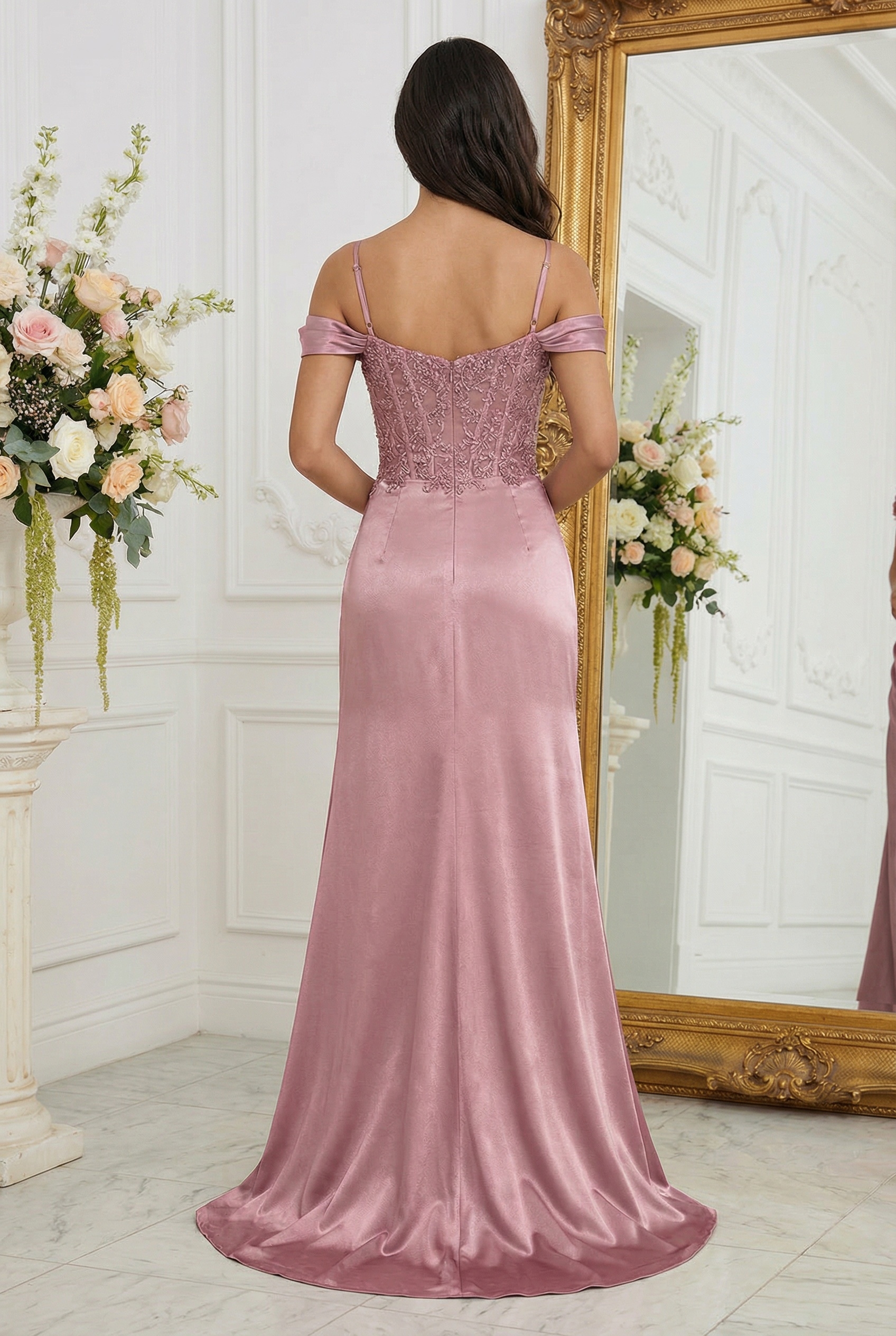 Satin Off Shoulder Mermaid Prom Dresses