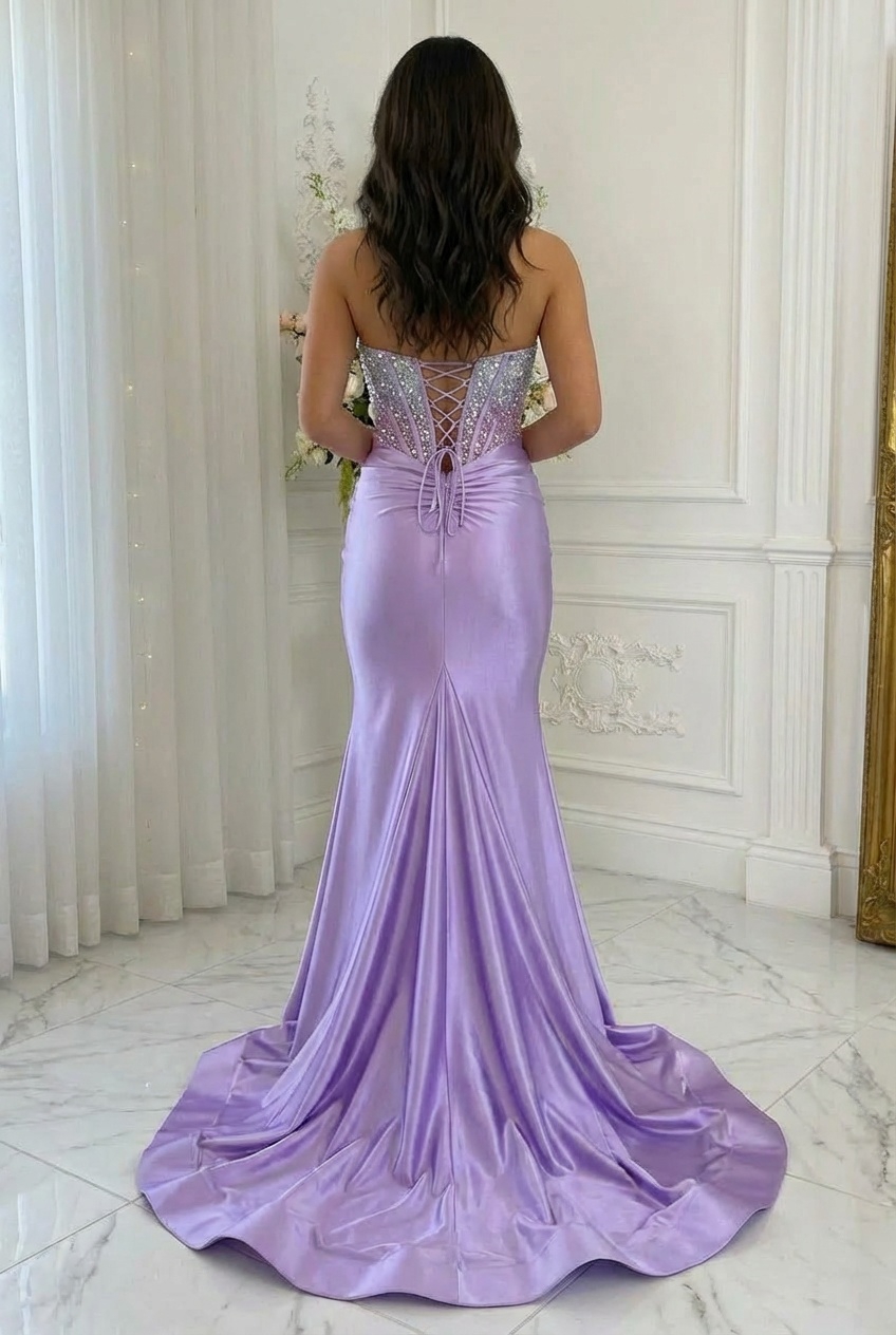 Satin Strapless Mermaid Prom Dresses