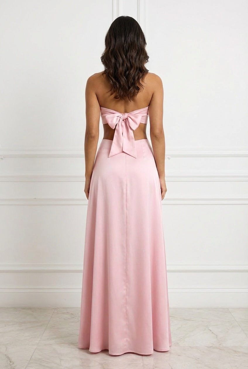 Satin Strapless A Line Prom Dresses