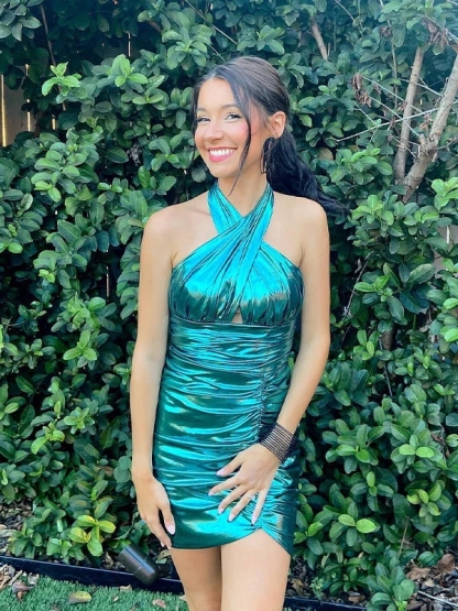 Satin Halter Bodycon Homecoming Dresses