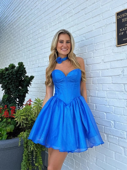 Satin Sweetheart A Line Homecoming Dresses with Sash