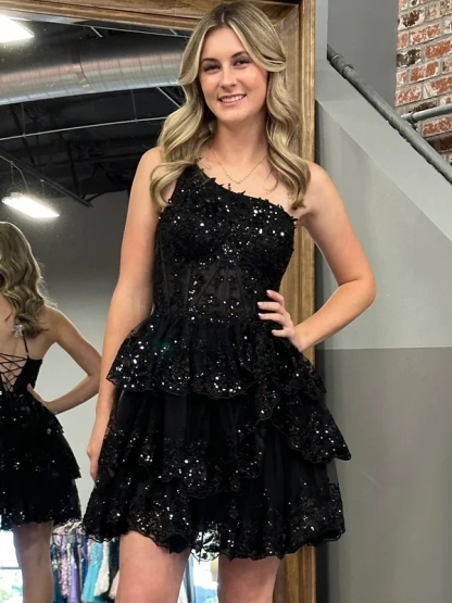 Sequin Off Shoulder A Line Homecoming Dresses