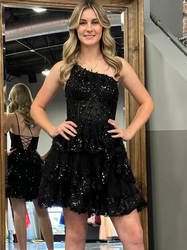 Sequin Off Shoulder A Line Homecoming Dresses