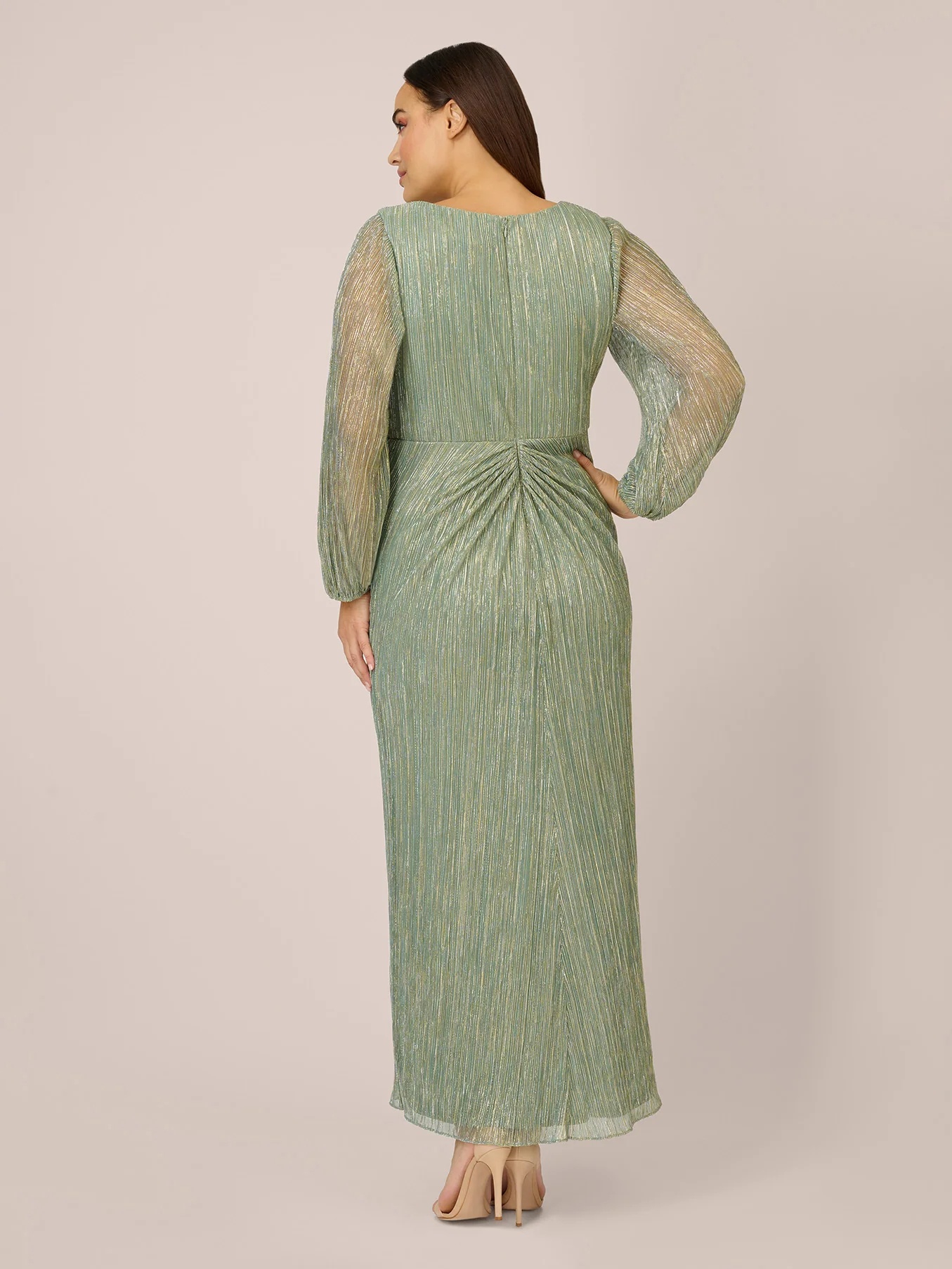 Mesh V Neck Bodycon Plus Size Dresses with Pleated