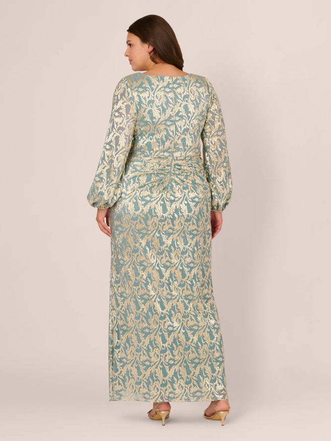 Jacquard V Neck Bodycon Plus Size Dresses with Slit