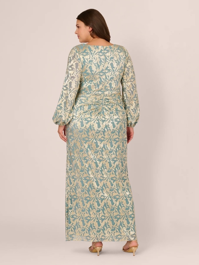 Jacquard V Neck Bodycon Plus Size Dresses with Slit