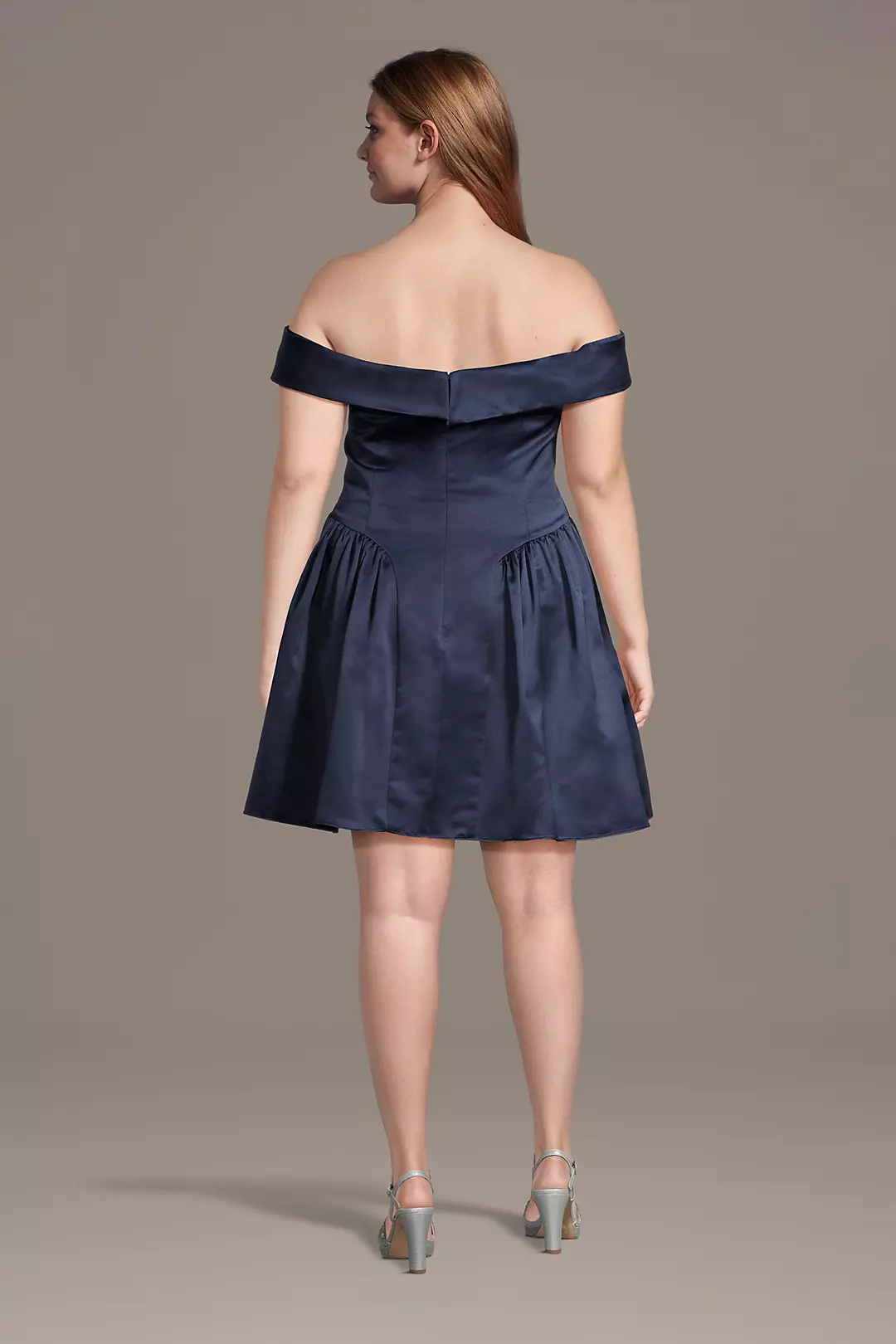 Satin Off Shoulder A Line Plus Size Dresses with Ruched