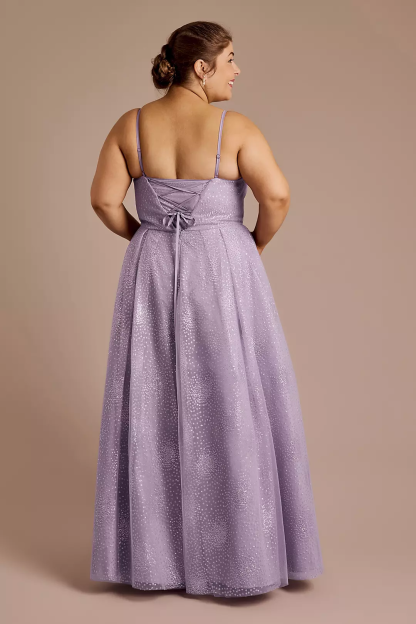 Sparkly Tulle Spaghetti Straps A Line Plus Size Dresses