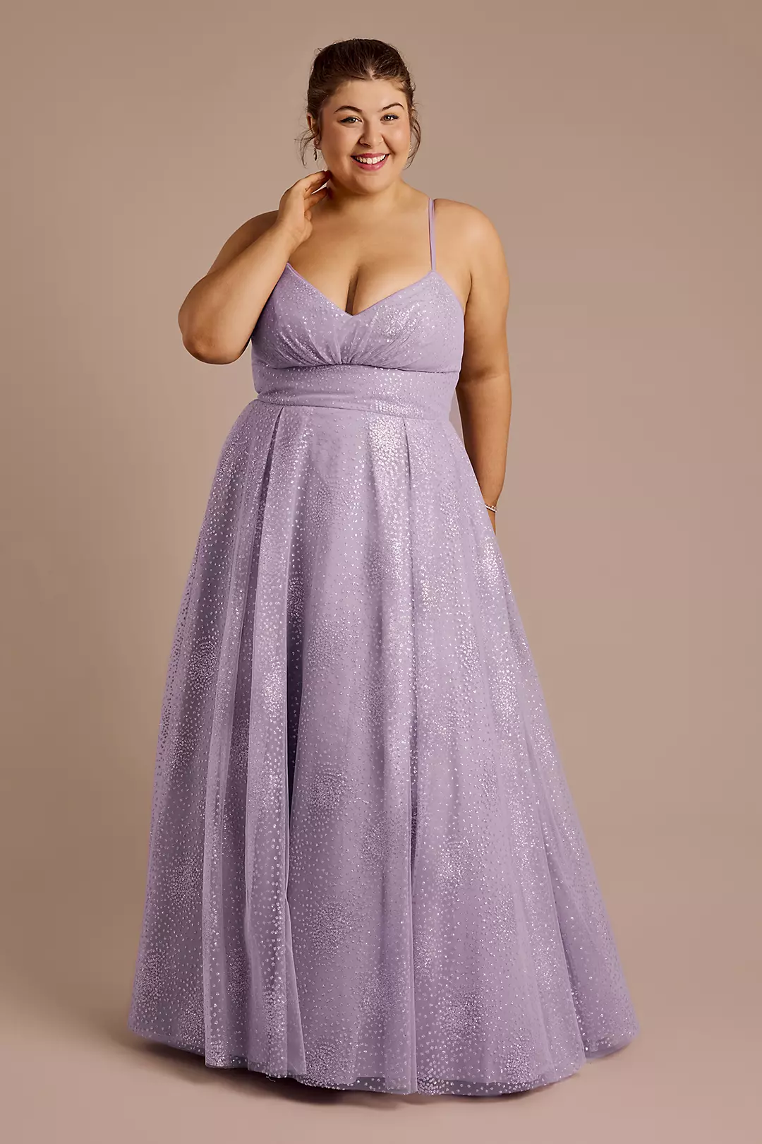 Sparkly Tulle Spaghetti Straps A Line Plus Size Dresses
